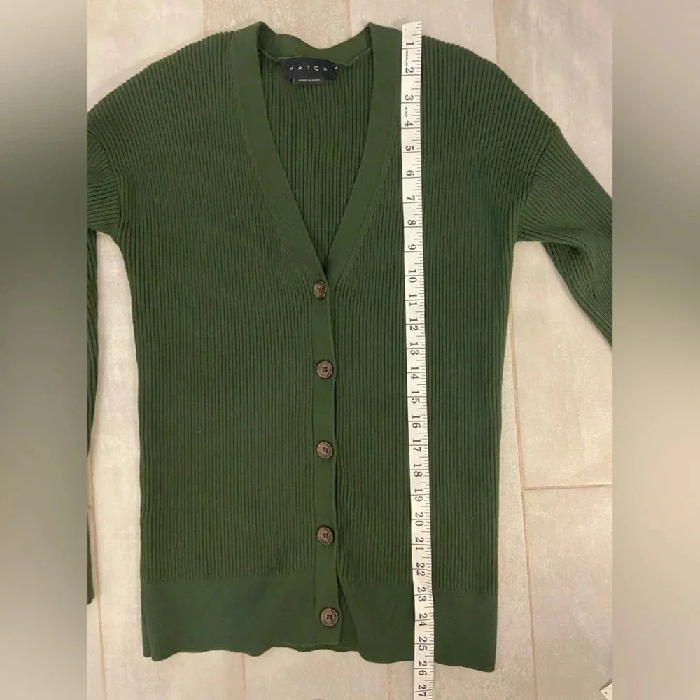 HATCH The Rib Knit Cardigan Olive Size 2 - Picture 8 of 10